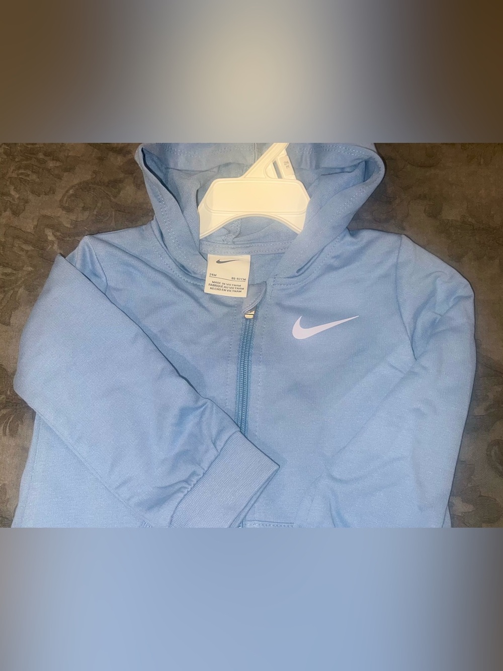Nike Light Blue Toddler Zip Hoodie with White Swoosh